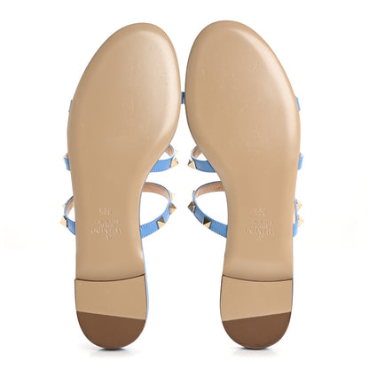 Valentino Garavani Nappa Rockstud Caged Flat Slide Sandals 39.5 Denim 6 of 10