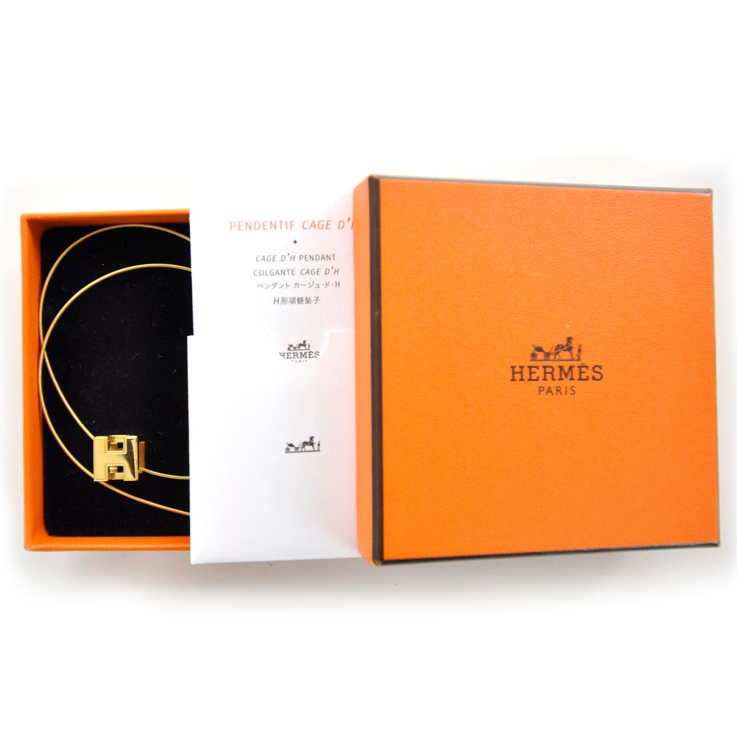 Hermes Cage d H Necklace Gold 5 of 5