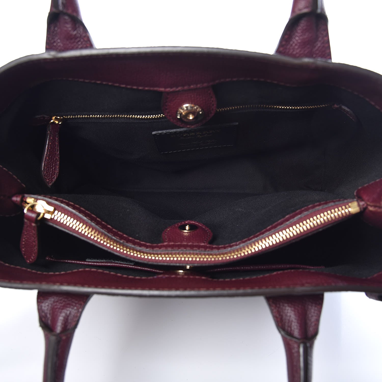 Burberry Grainy Calfskin House Check Medium Banner Tote Mahogany Red 6 of 17