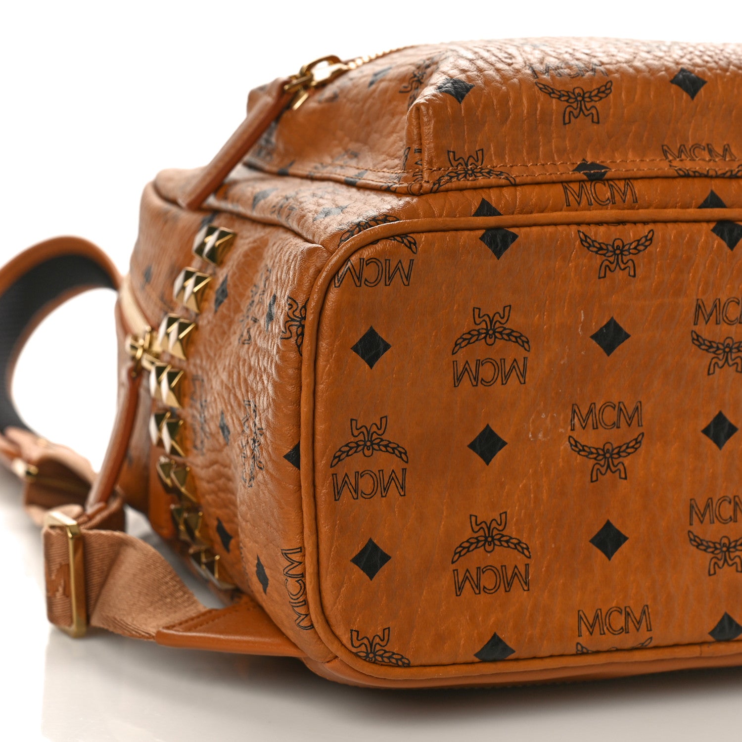 MCM Visetos Small Side Stud Stark Backpack Cognac 7 of 8