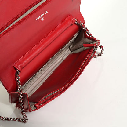 Chanel Caviar Sevruga Wallet on Chain WOC Red 5 of 8
