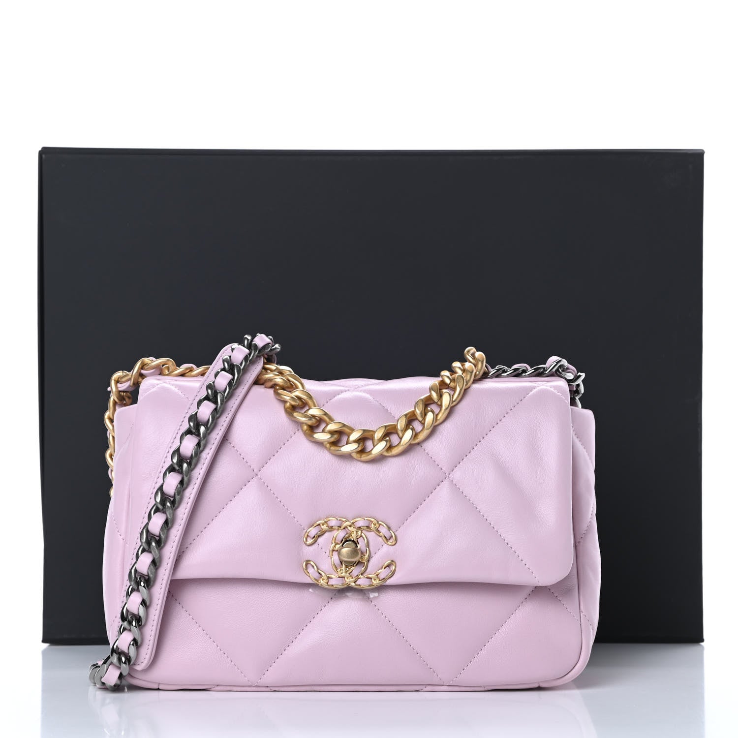 Chanel Lambskin Quilted Medium Chanel 19 Flap Light Pink 10 of 10