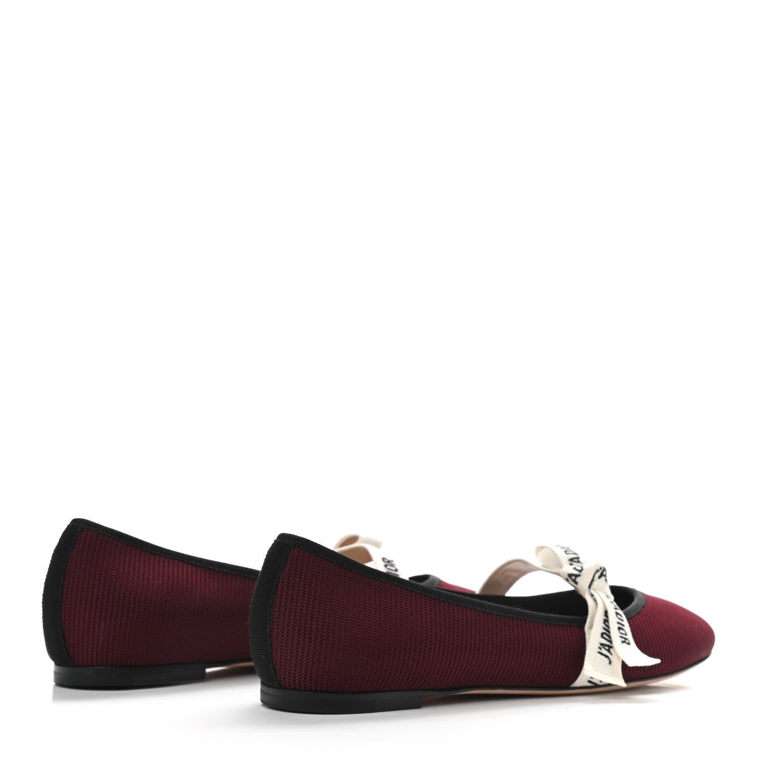 Christian Dior Fabric Ribbon Embroidered J'Adior Ballet Flats 40 Rouge Black 4 of 8