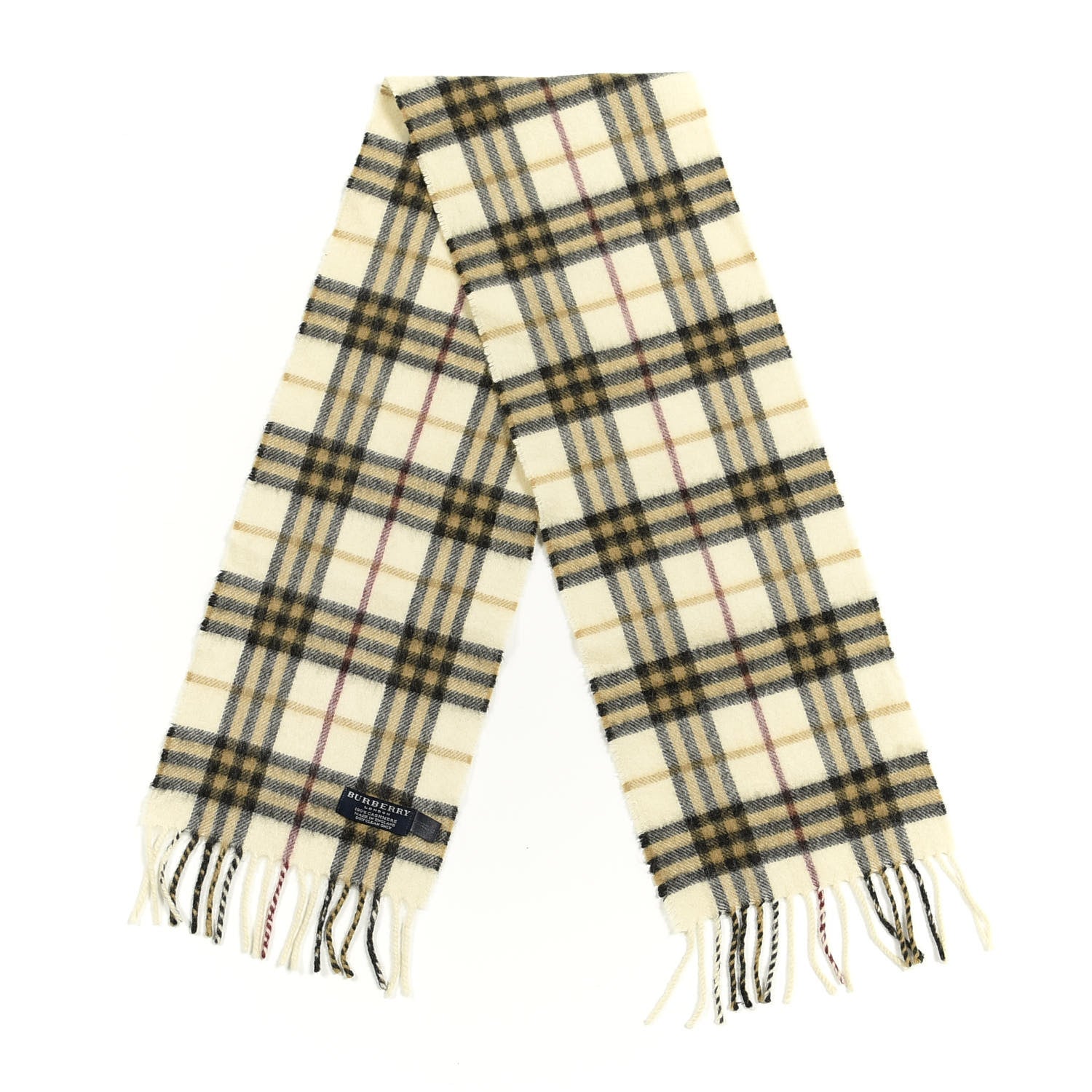 Burberry Cashmere House Check Fringe Scarf Camel 2 of 3
