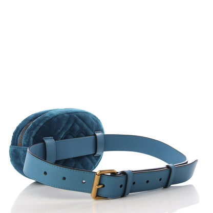 Gucci Velvet Matelasse Embroidered GG Marmont Belt Bag 75 30 Pavone Cyan 3 of 8