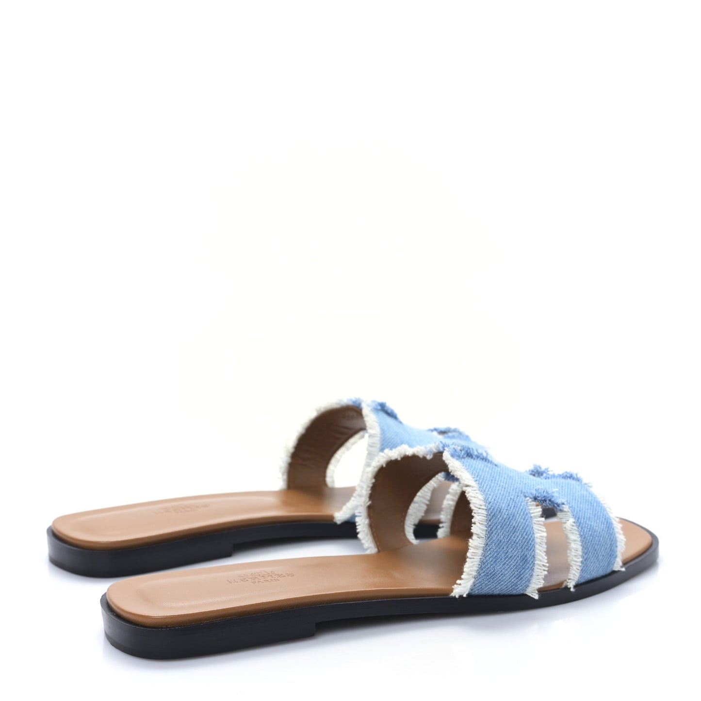 Denim Oran Fringe Sandals 41.5 Bleu Clair