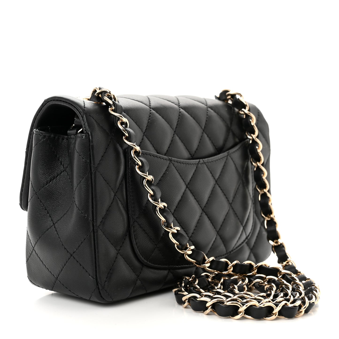 Lambskin Quilted Mini Rectangular Flap Black