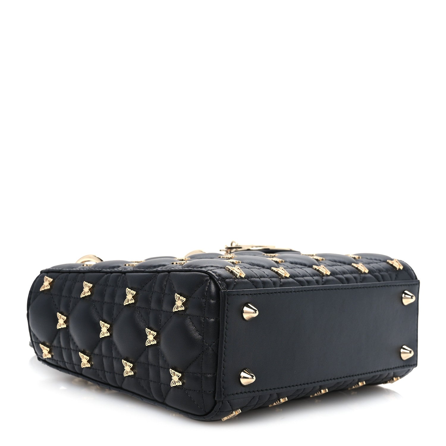 Christian Dior Lambskin Cannage Butterfly Studs Small Lady Dior Black 3 of 9