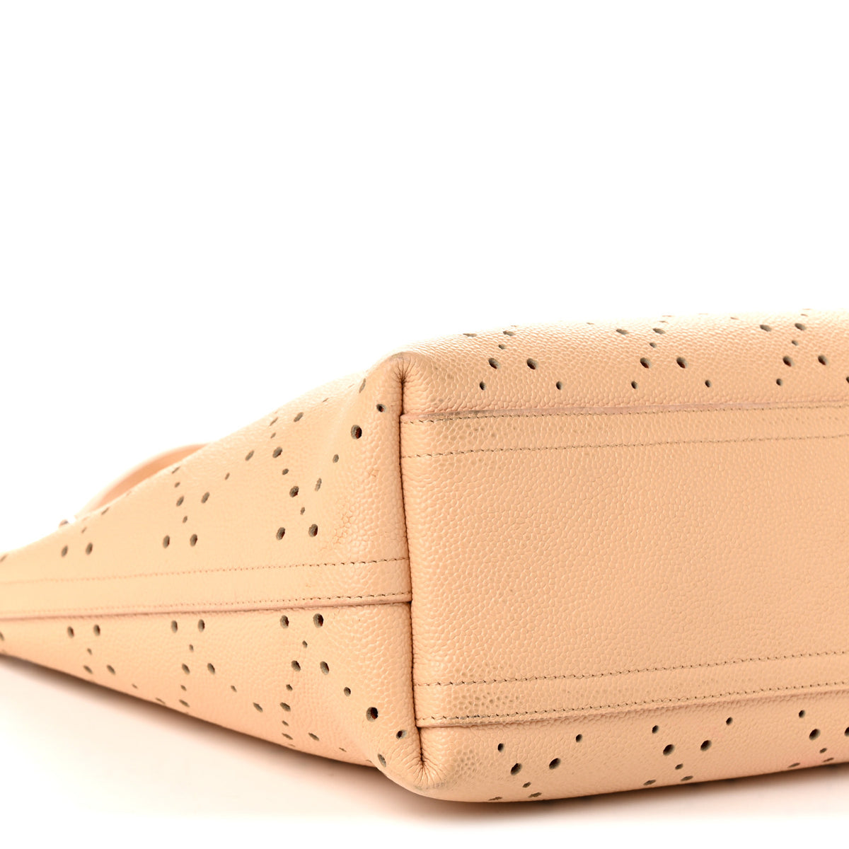 Chanel Perforated Grained Calfskin Large Shopping Tote Light Beige Orange 10 of 13