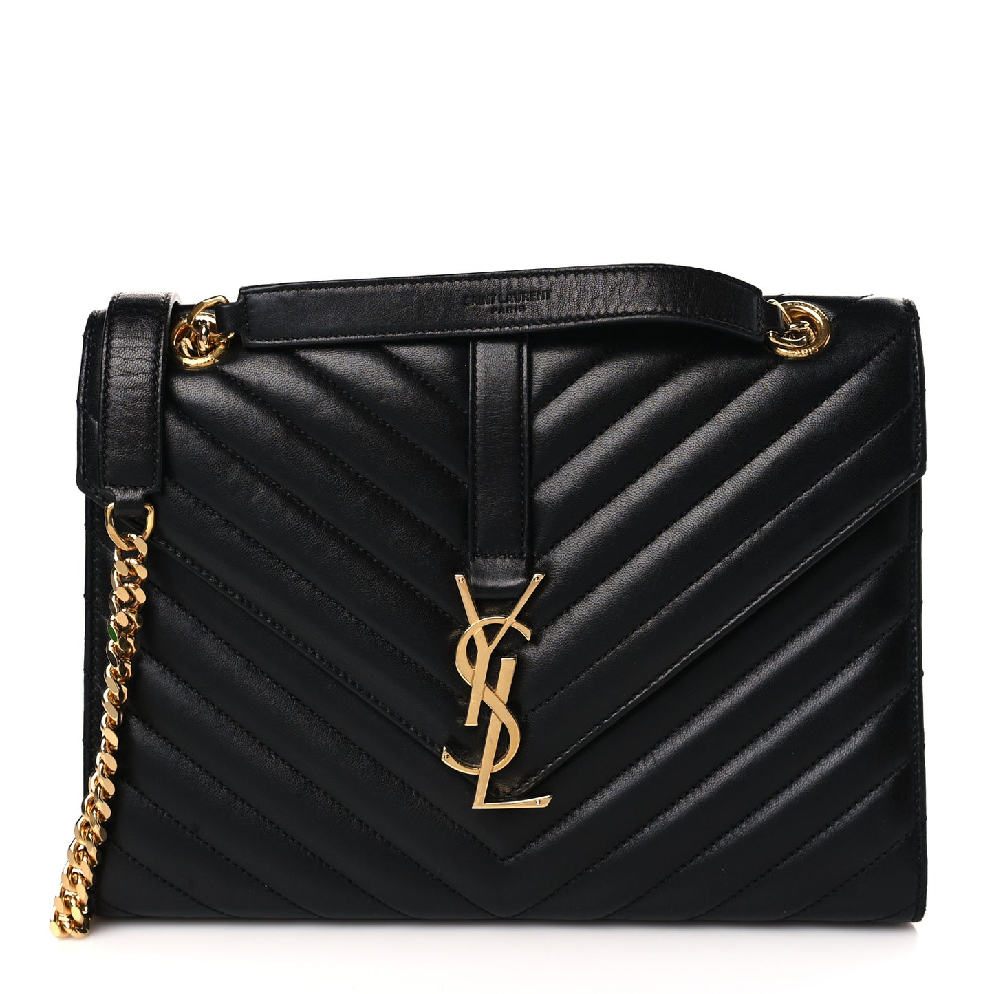Lambskin Matelasse Chevron Medium Monogram Satchel Black