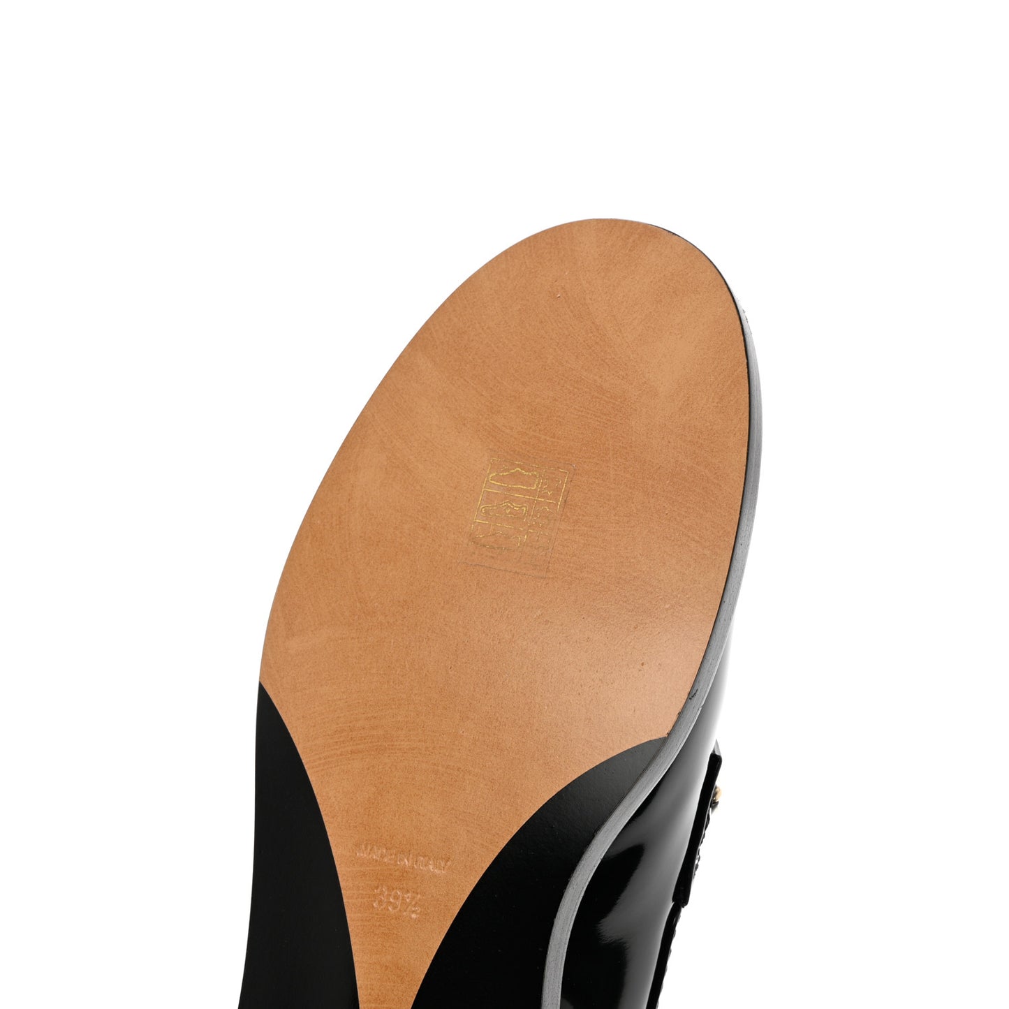 Shiny Calfskin Logo Loafers 39.5 Black