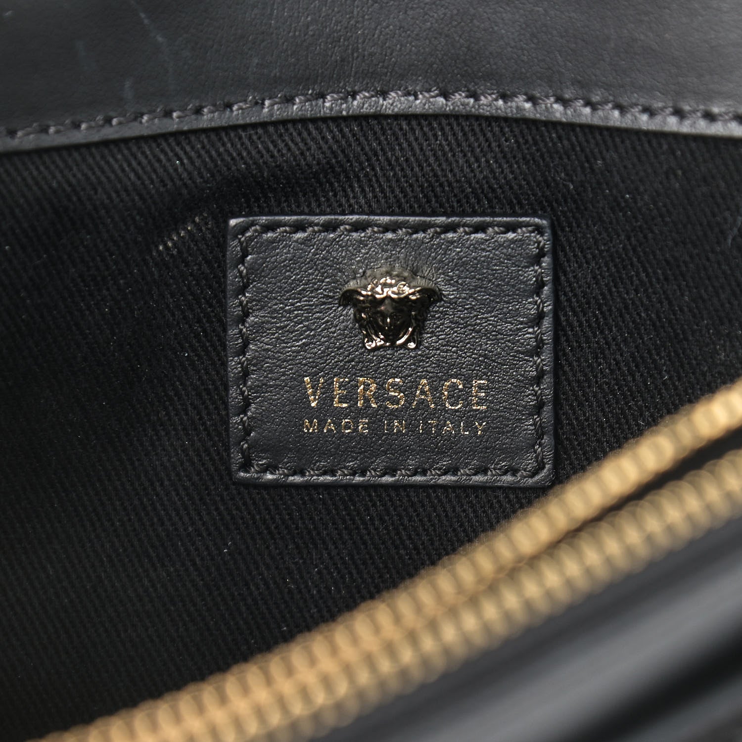 Versace Calfskin Palazzo Crystal Chain Evening Bag Black 6 of 9
