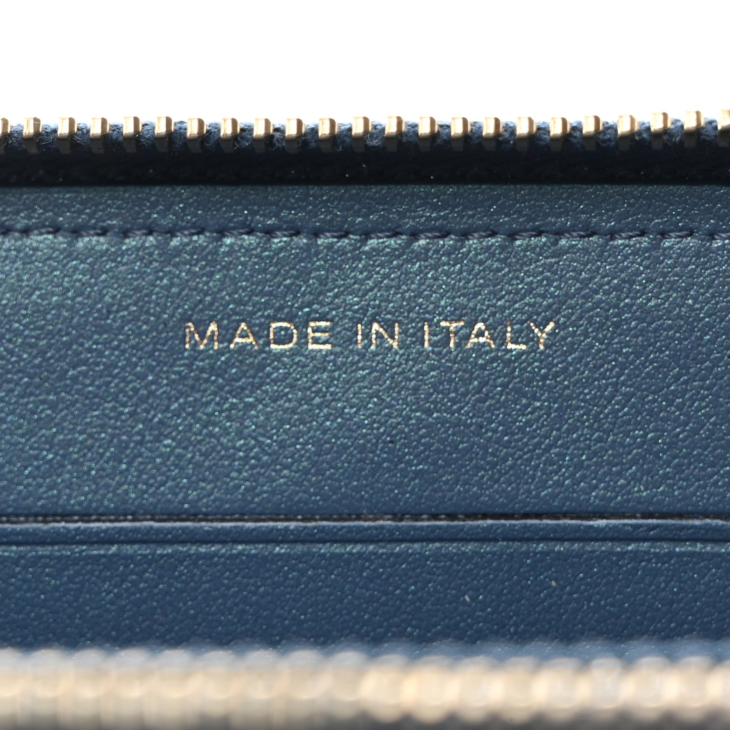 Iridescent Caviar Quilted Medium Zip Around Wallet Dark Blue