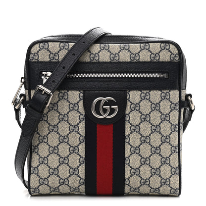 Gucci GG Supreme Monogram Textured Dollar Calfskin Web Small Ophidia Messenger Bag Beige Blue 1 of 11
