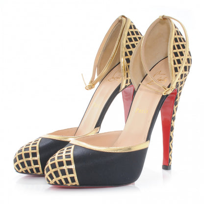 Christian Louboutin Satin d'Orsay Annees Folles 140 Heels 39 Black Gold 2 of 6
