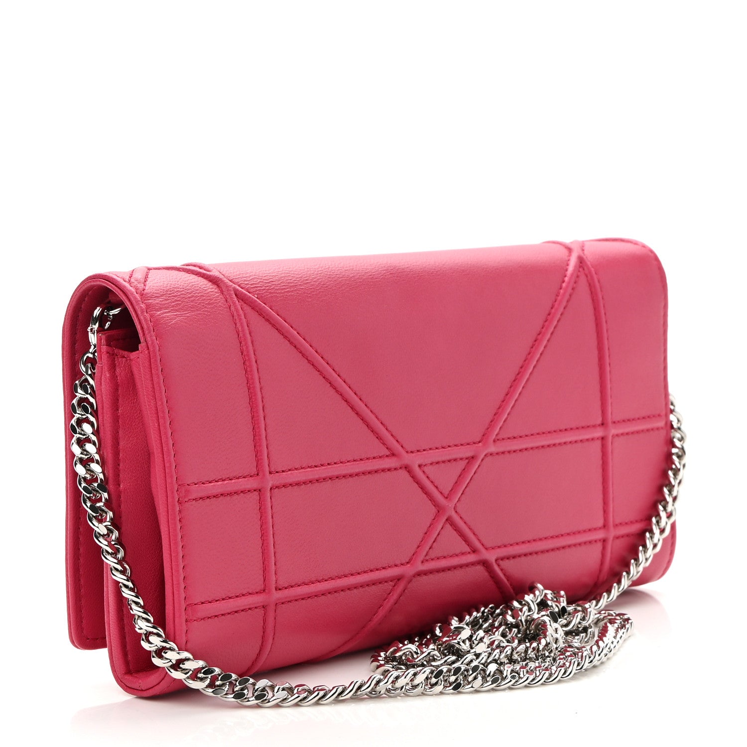 Christian Dior Lambskin Diorama Croisiere Chain Wallet Fuchsia 3 of 10