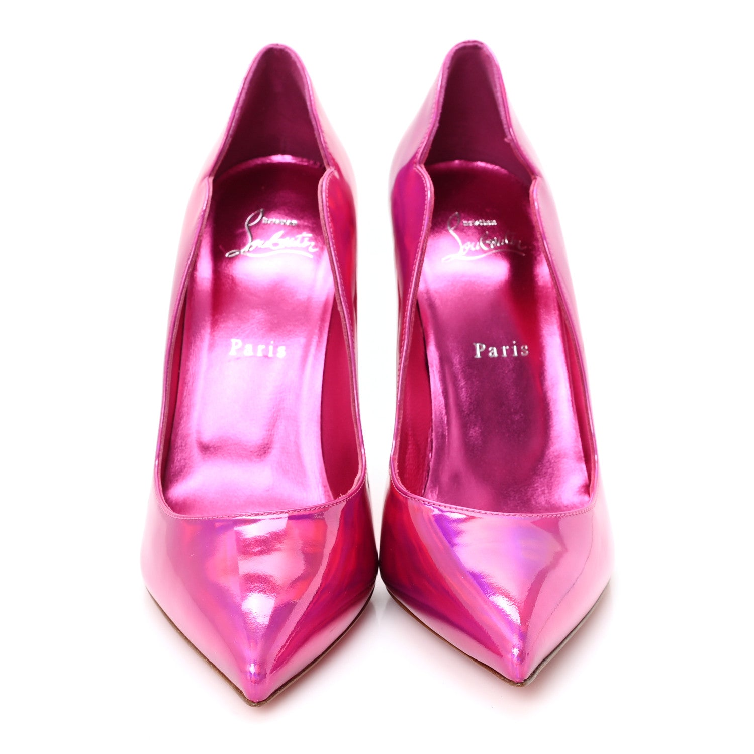 Christian Louboutin Metallic Patent Psychic Hot Chick 100 Pumps 40 Fuxia 3 of 10