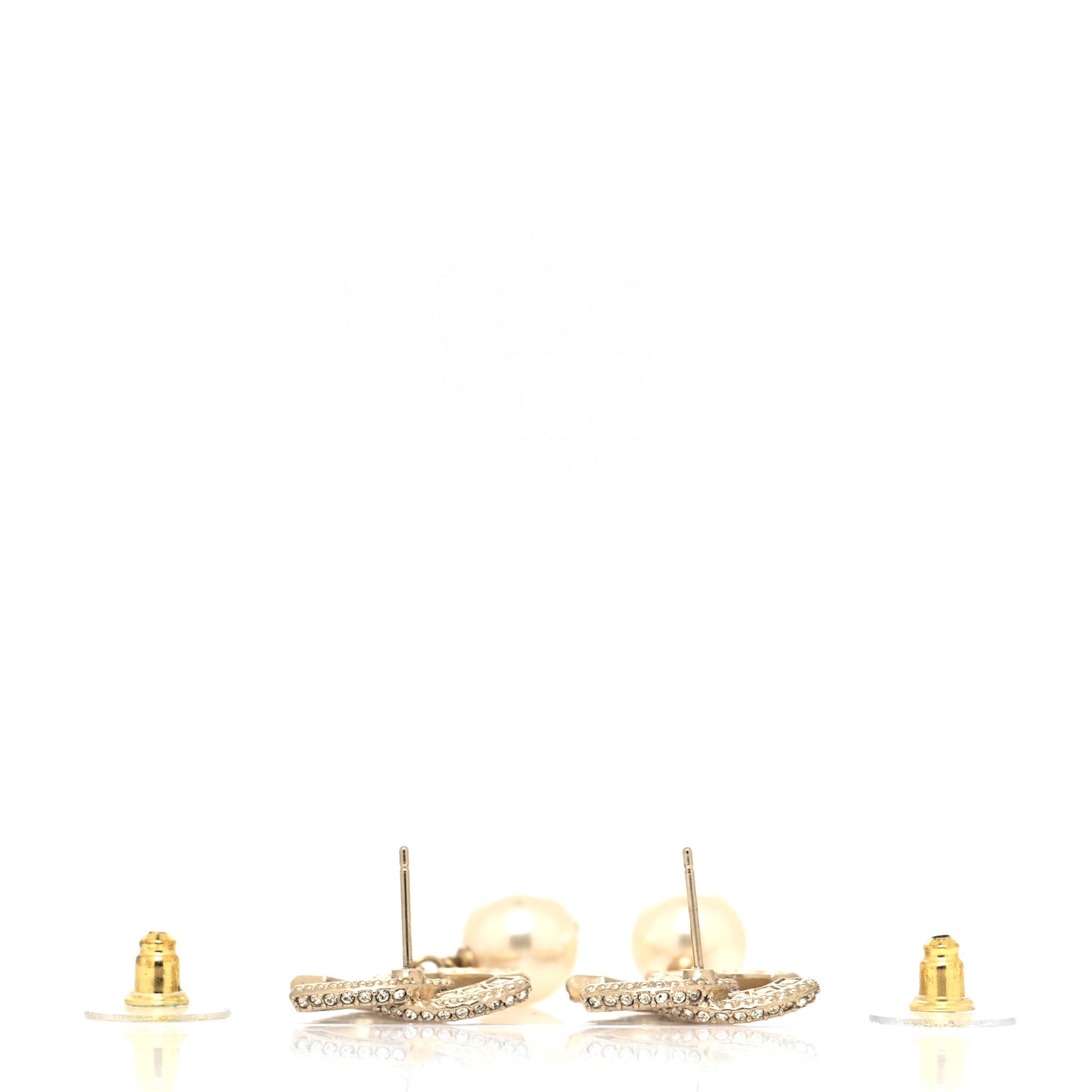Crystal Timeless CC Pearl Drop Earrings Light Gold