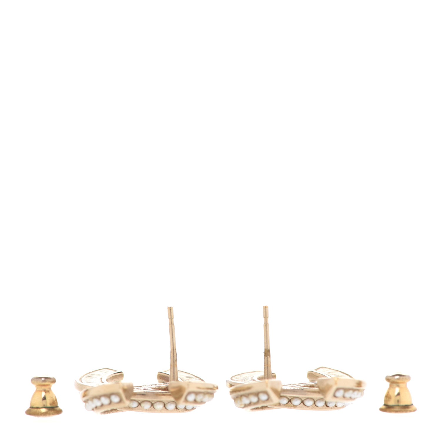 Chanel Crystal Pearl Chain Mania CC Earrings Gold 3 of 5