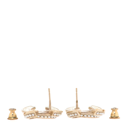 Chanel Crystal Pearl Chain Mania CC Earrings Gold 3 of 5