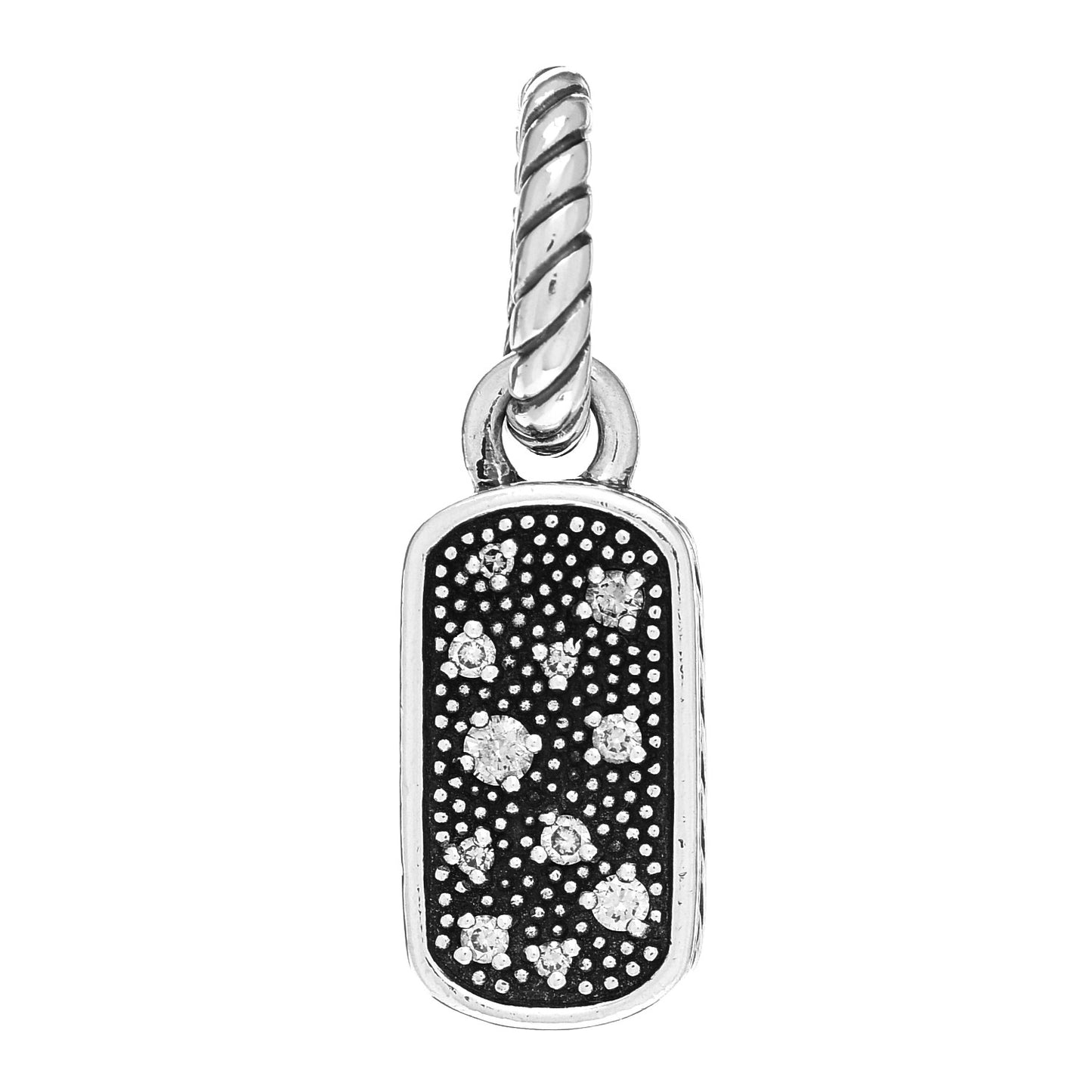 Sterling Silver Diamond Midnight Melange Dog Tag Pendant