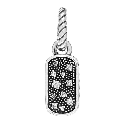 David Yurman Sterling Silver Diamond Midnight Melange Dog Tag Pendant 1 of 3