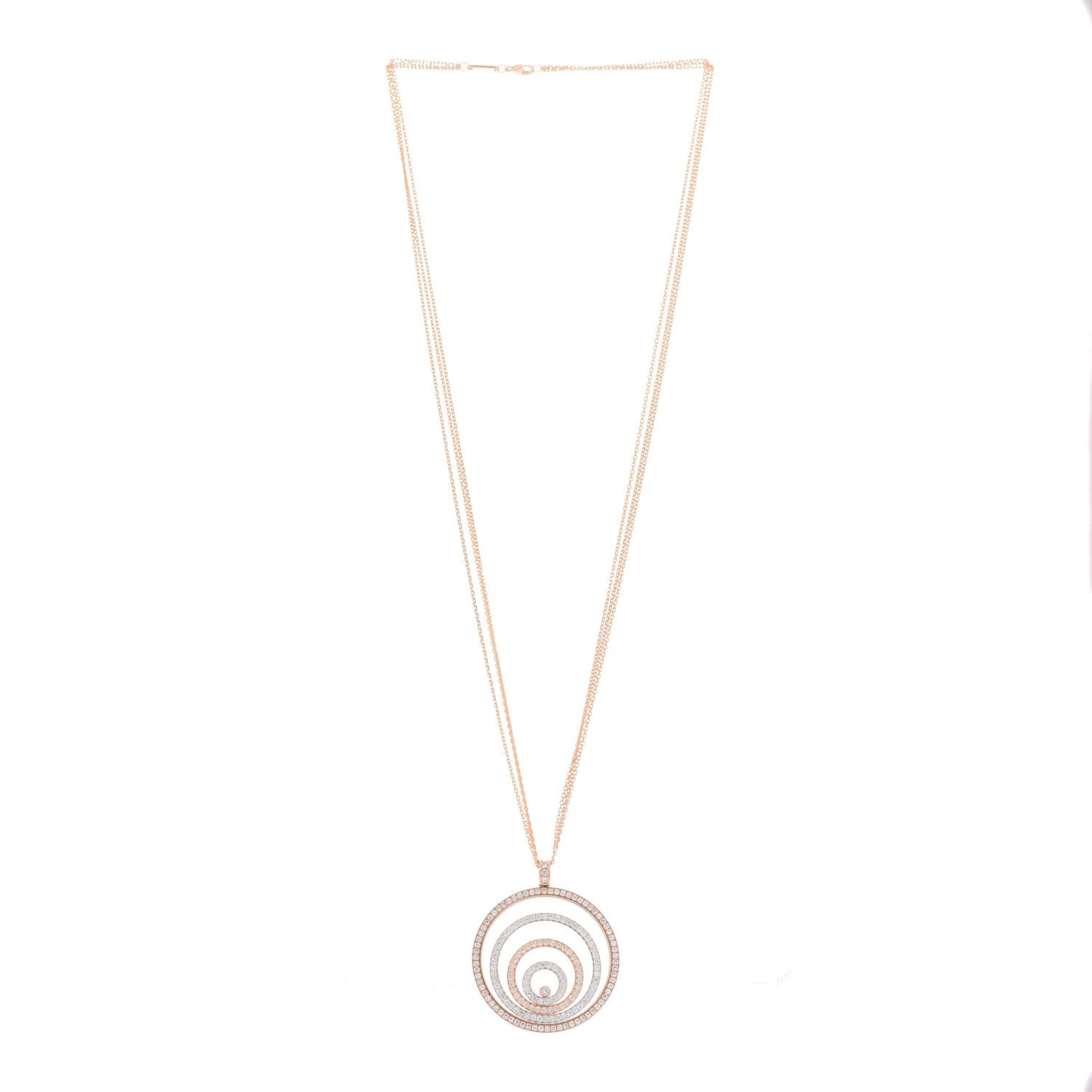 18K White Rose Gold Diamond Happy Spirit Large Pendant Necklace