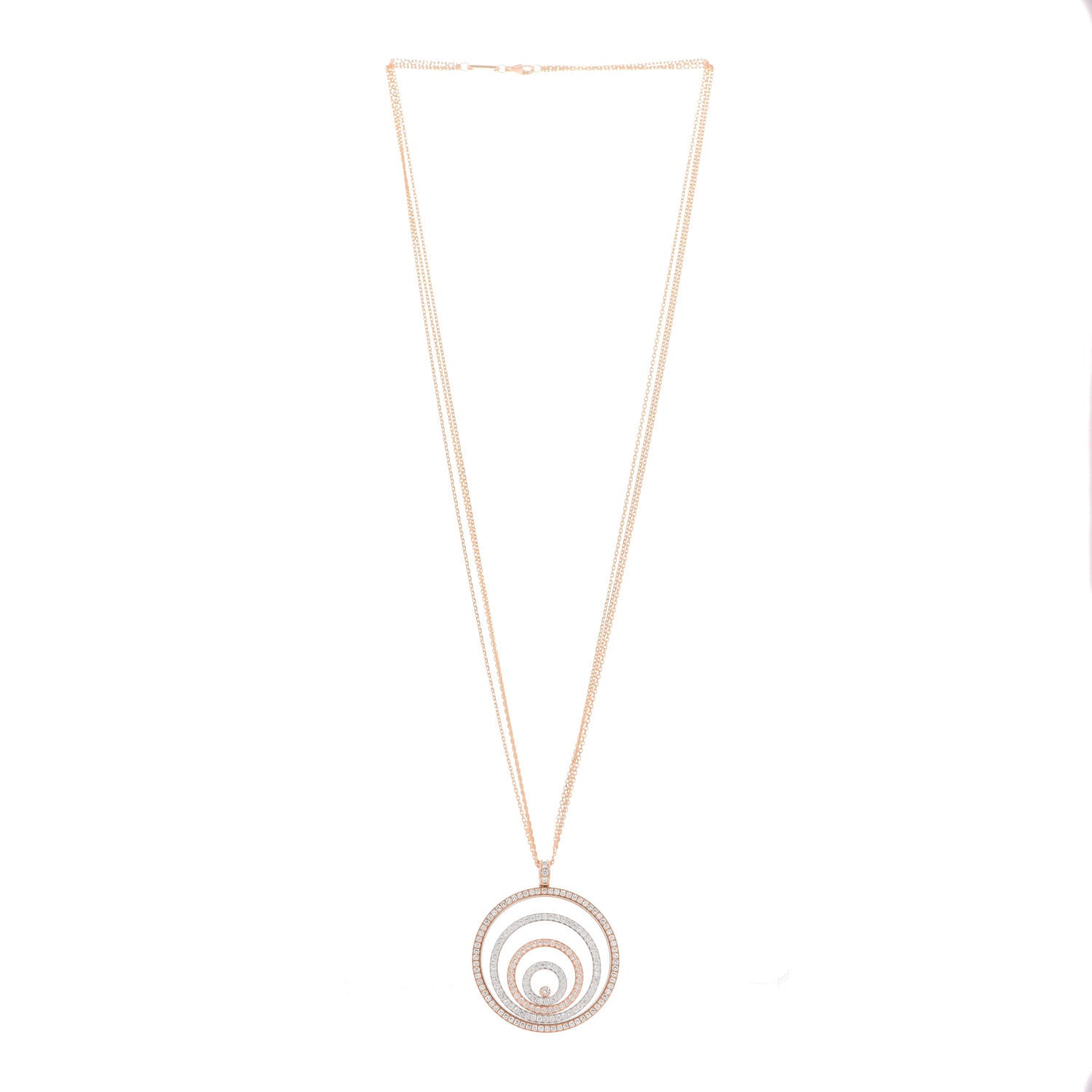 Chopard 18K White Rose Gold Diamond Happy Spirit Large Pendant Necklace 2 of 5