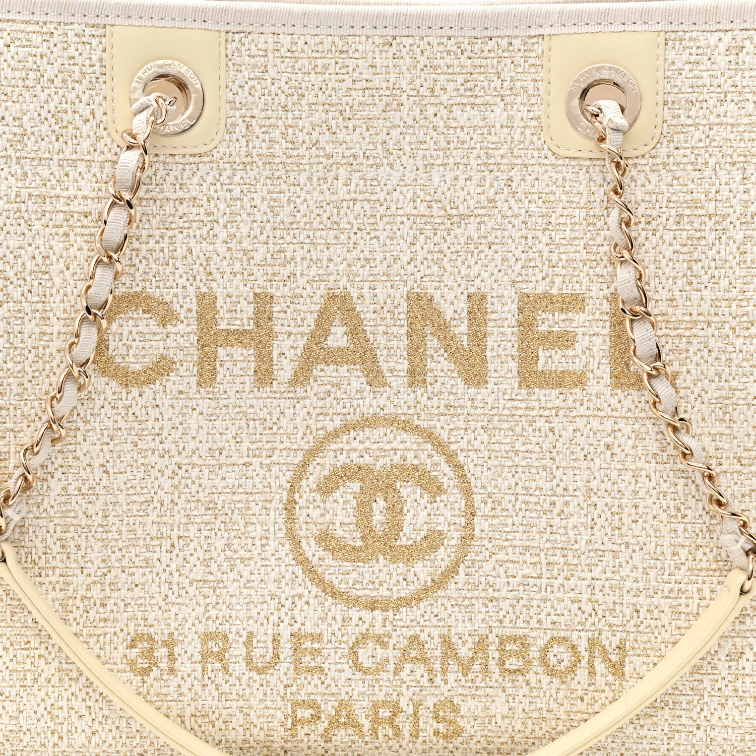 Chanel Lurex Boucle Small Deauville Tote Ivory 8 of 11