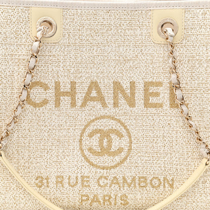Chanel Lurex Boucle Small Deauville Tote Ivory 8 of 11