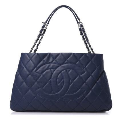 Chanel Caviar Quilted Expandable Zip Shoulder Bag Blue 1 of 18