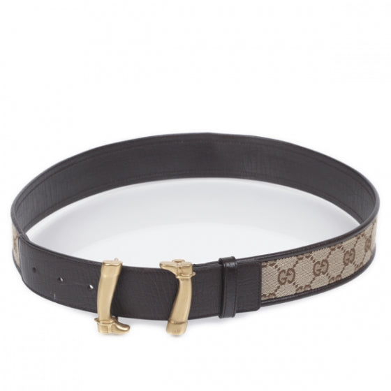 Gucci Monogram Boot Buckle Belt 80 32 1 of 6