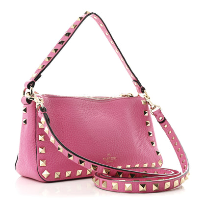 Valentino Garavani Pebbled Calfskin Small Rockstud Flip Lock Shoulder Bag Dawn Pink 3 of 9