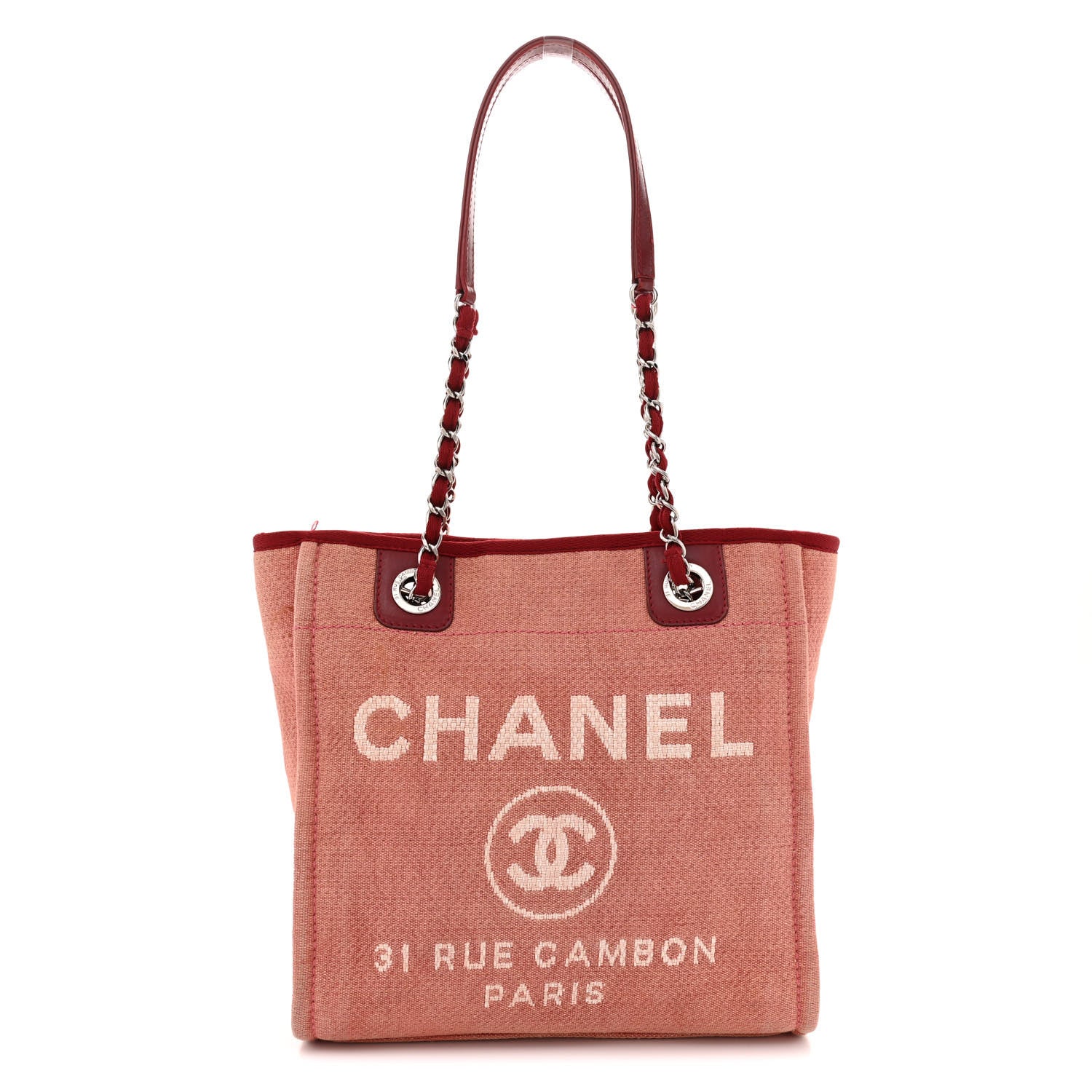 Chanel Canvas Mini Deauville Tote Red 1 of 15