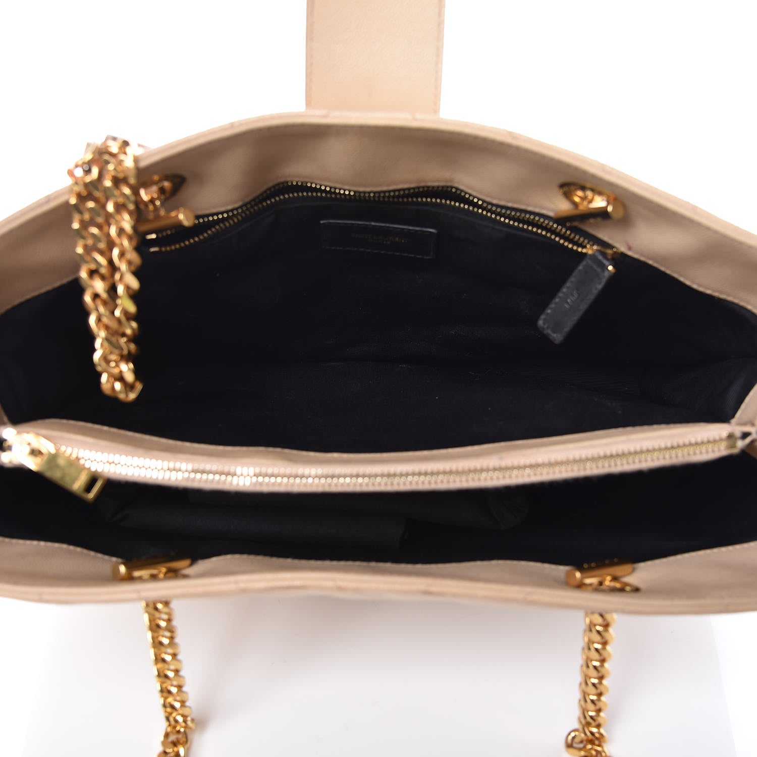 Saint Laurent Grain De Poudre Matelasse Chevron Monogram Shopping Bag Nude Powder 5 of 16