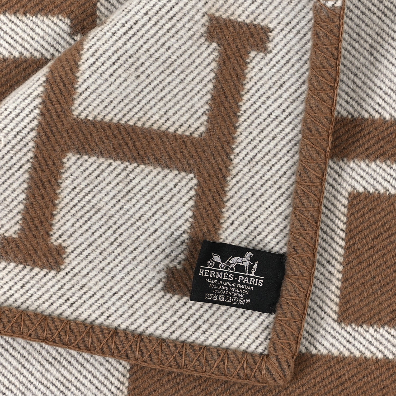 Hermes Wool Cashmere Avalon Blanket Ecru Camel 3 of 3