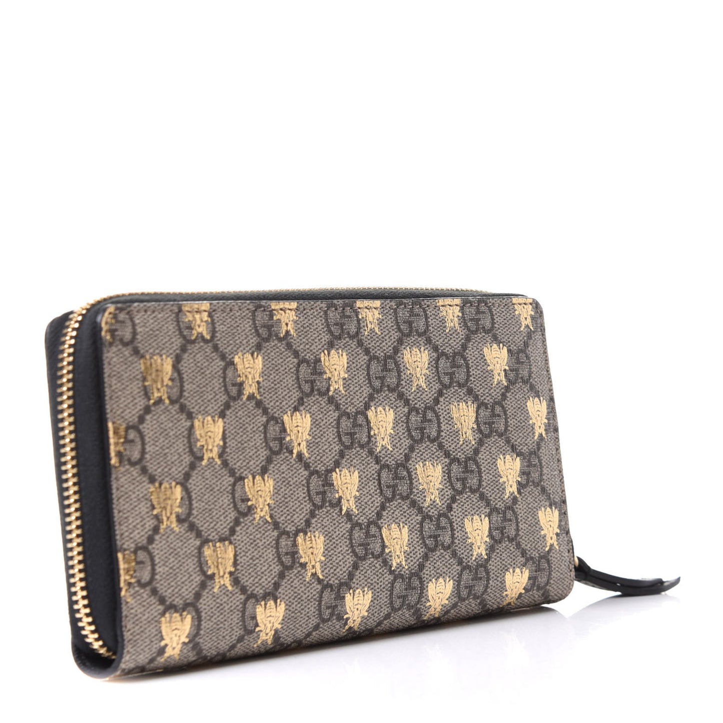 GG Supreme Monogram Bees Zip Around Wallet