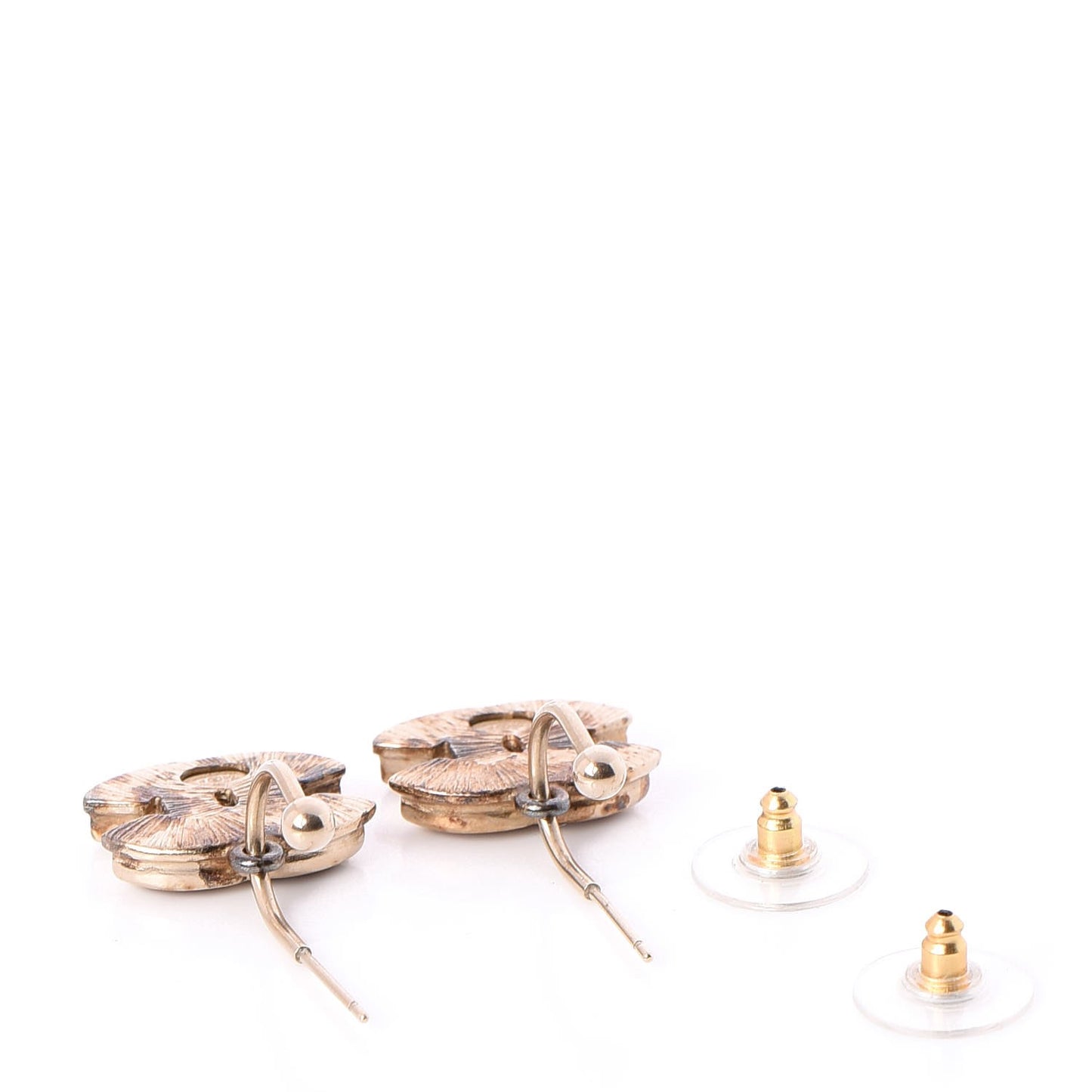 Enamel CC Earrings Red Gold