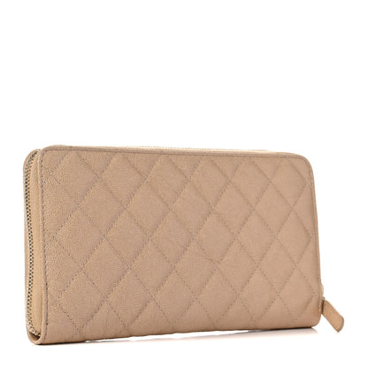 Chanel Iridescent Caviar Quilted Large Zip Around Organizer Wallet Beige 3 of 9