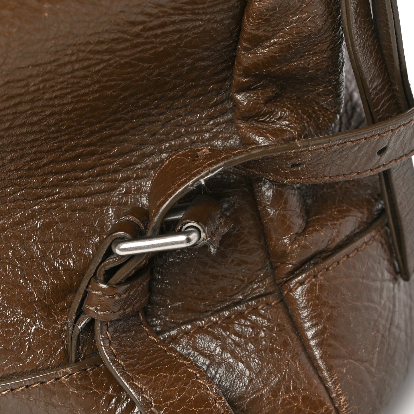 Agneau Classic Silver Hardware Backpack Brown