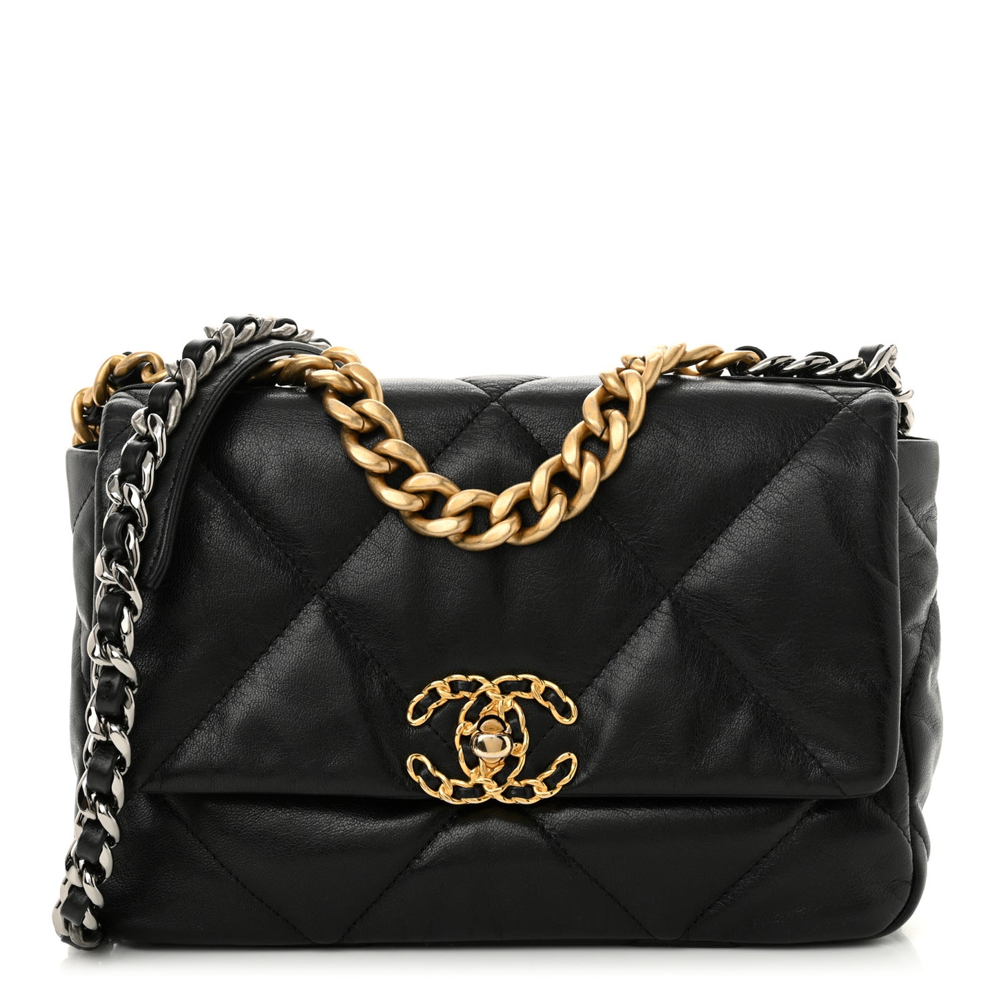Goatskin Quilted Medium Chanel 19 Flap Black