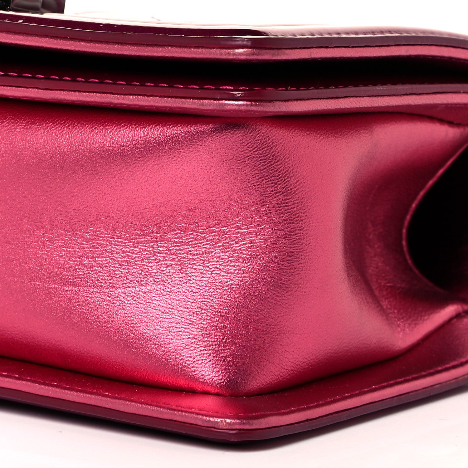 Chanel Metallic Patent Calfskin Quilted Small Boy Flap Pink 10 of 14
