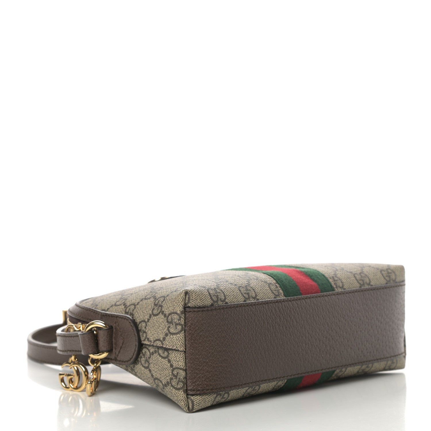 Gucci GG Supreme Monogram Textured Dollar Calfskin Web Small Ophidia Dome Shoulder Bag Beige Ebony New Acero 4 of 11
