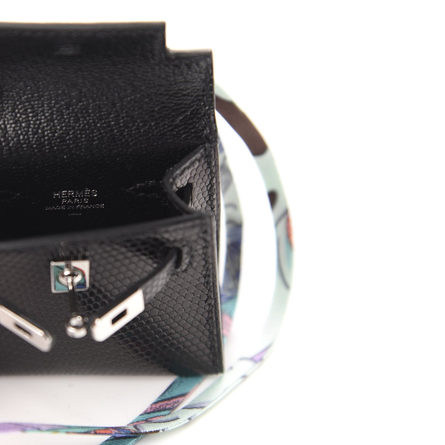 Lizard Mini Kelly Twilly Bag Charm Black