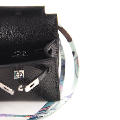 Hermes Lizard Mini Kelly Twilly Bag Charm Black 4 of 6