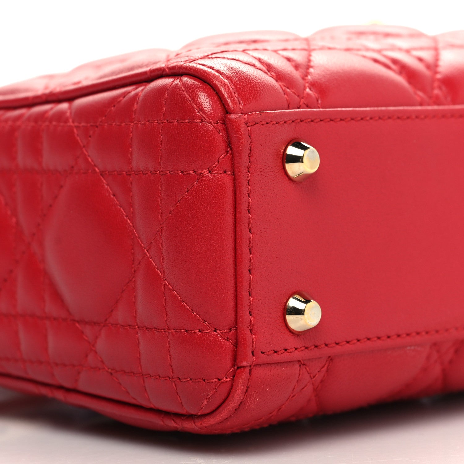 Christian Dior Lambskin Cannage Mini Lady Dior Red 9 of 11