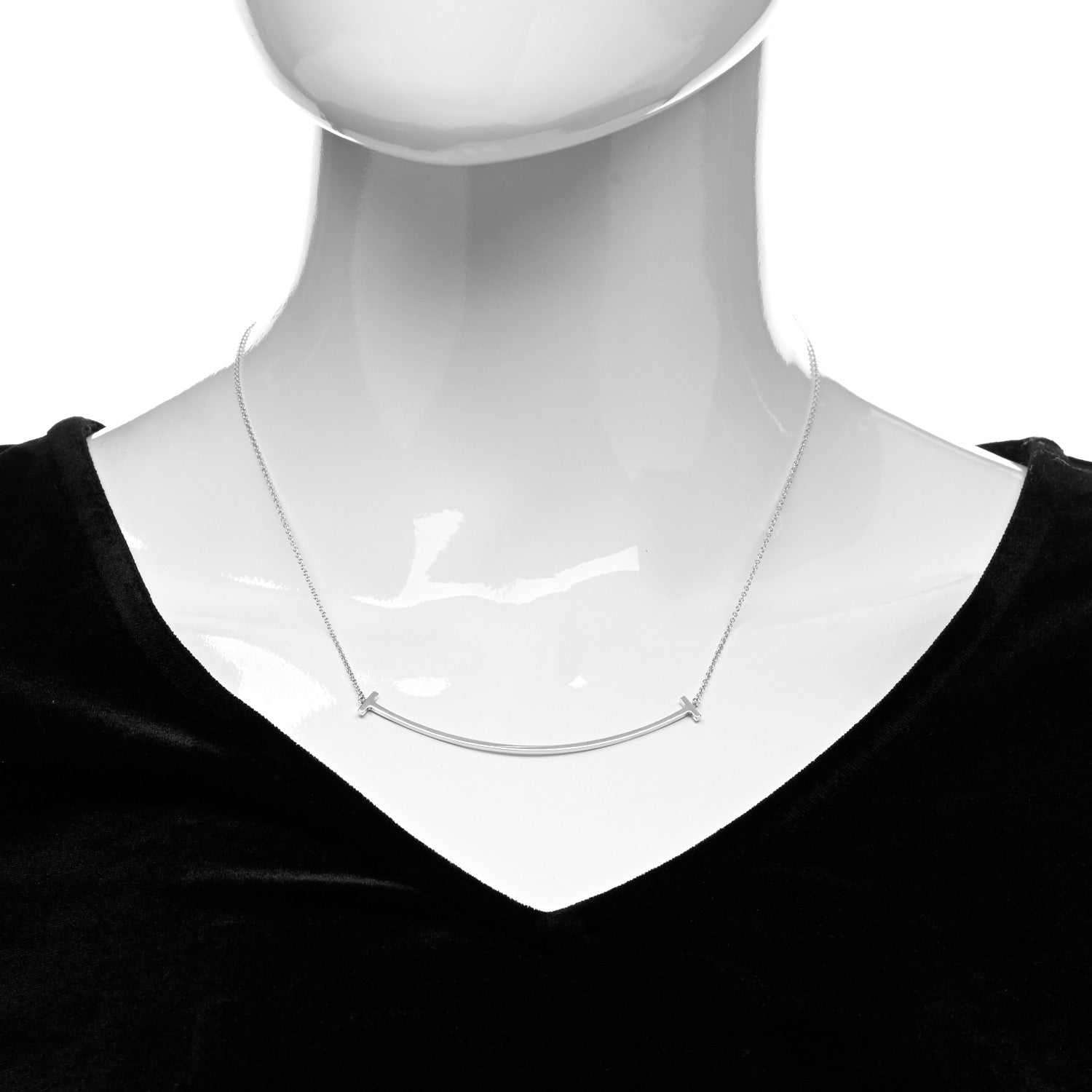Tiffany Sterling Silver Large T Smile Pendant Necklace 2 of 4