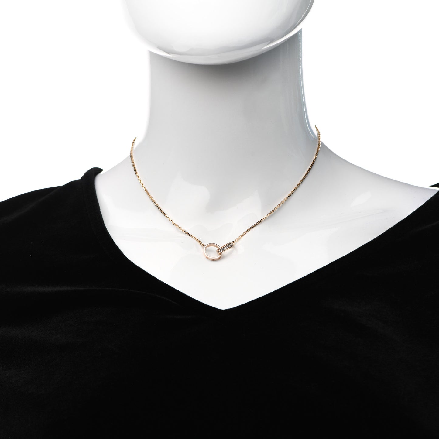18K Pink Gold Diamond Interlocking LOVE Necklace
