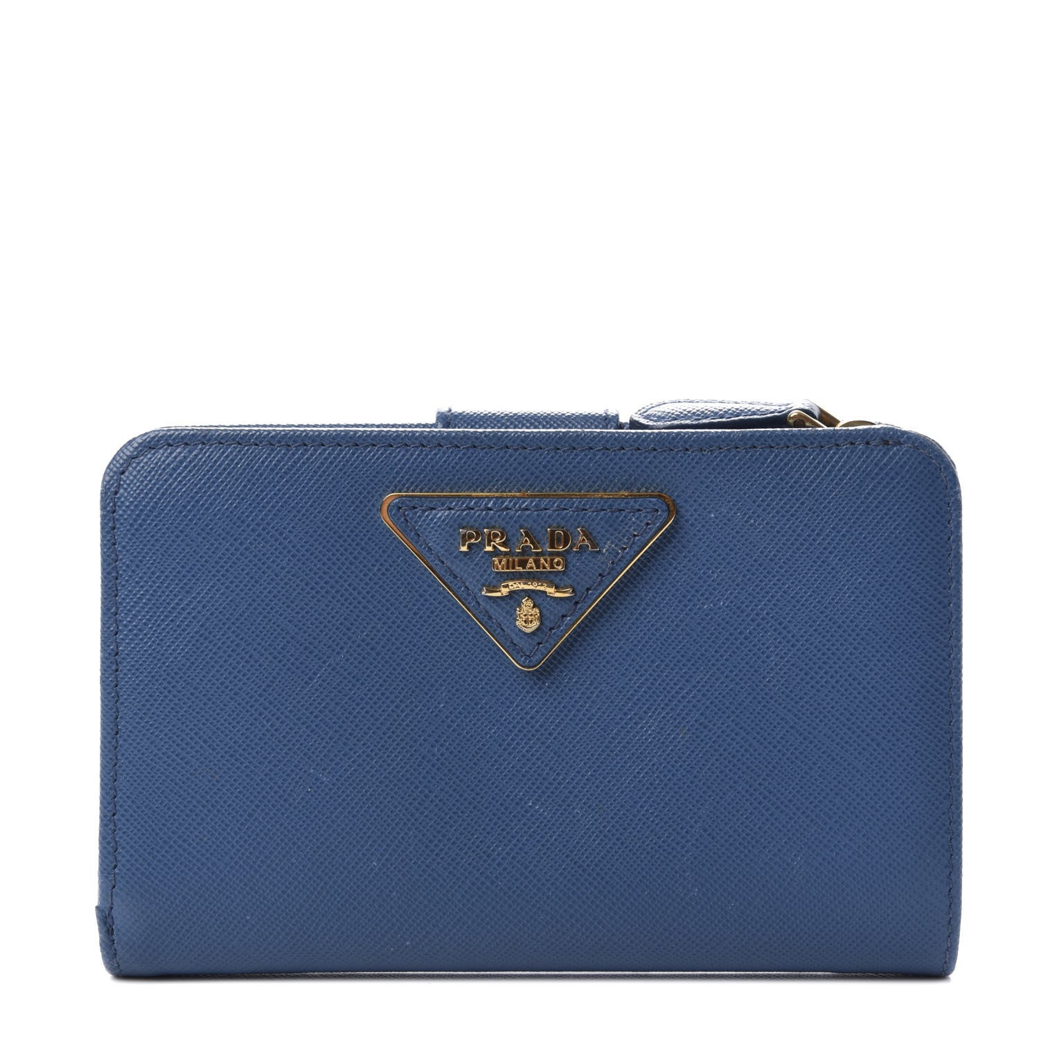 Prada Saffiano Compact Triangle Wallet Cobalto 1 of 8