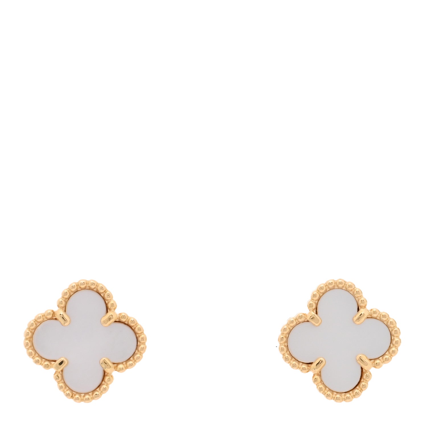 Van Cleef & Arpels 18K Yellow Gold Mother of Pearl Sweet Alhambra Earrings 1 of 4